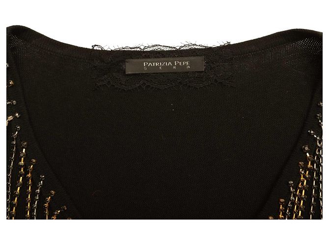 Patrizia Pepe Maglia di cotone nera con. Mini abito senza maniche con catene 2 Nero - vista 4
