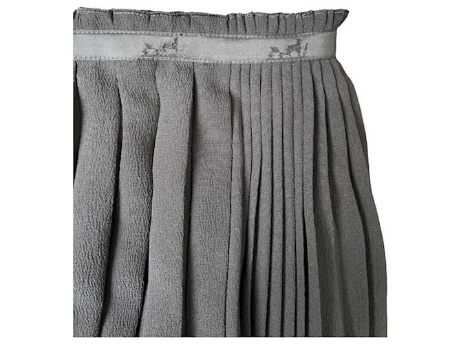 Falda plisada Hermès de seda negra Negro - vista 2