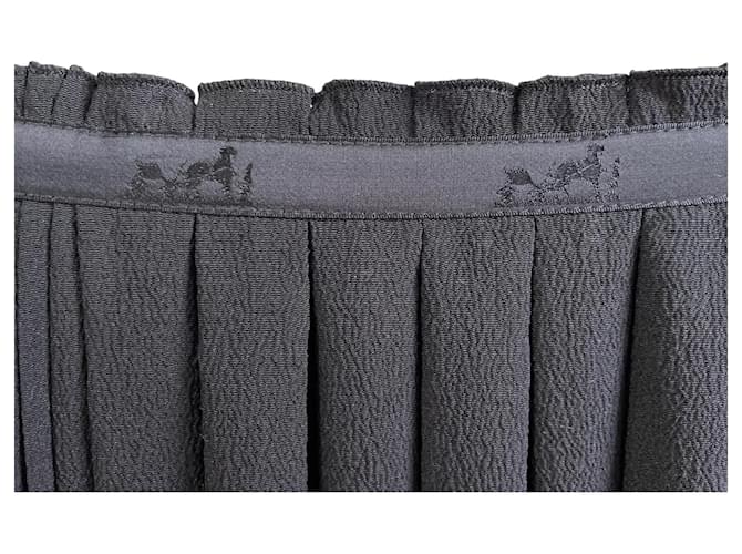 Falda plisada Hermès de seda negra Negro - vista 3