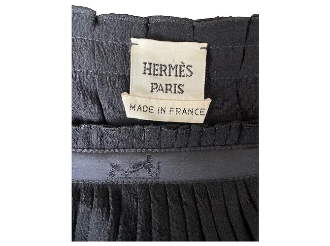 Falda plisada Hermès de seda negra Negro - vista 6