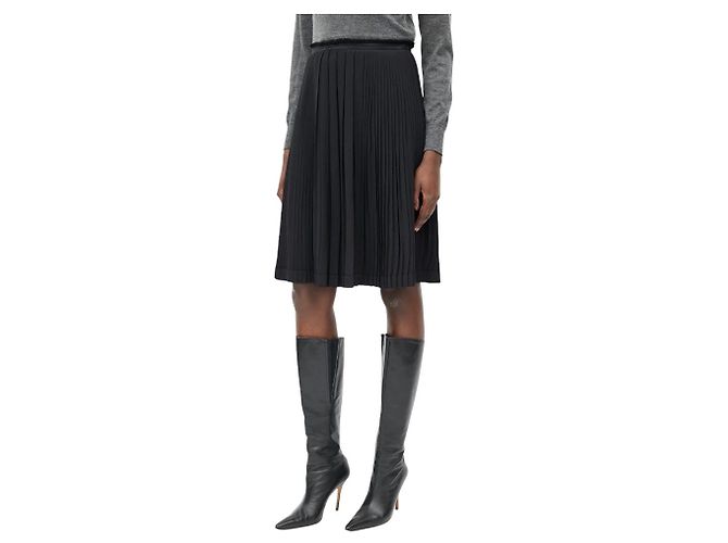 Falda plisada Hermès de seda negra Negro - vista 8