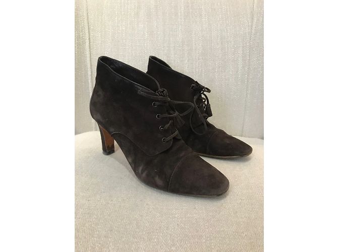 Botines CHANEL T.EU 37.5 de ante Castaño - vista 4