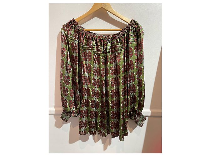 Autre Marque MIMI LIBERTE Tops T.FR 36 Seda Verde - vista 4