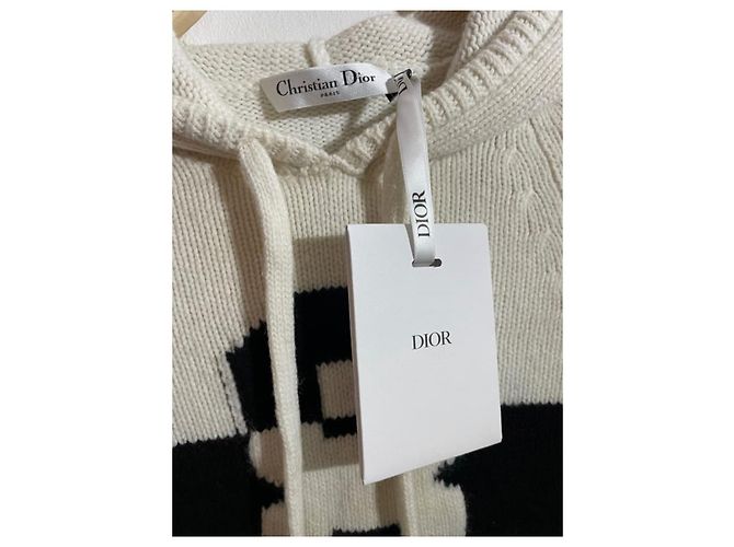 Christian Dior Kapuzenpullover aus Kaschmir Ecru Aus weiß - Ansicht 4
