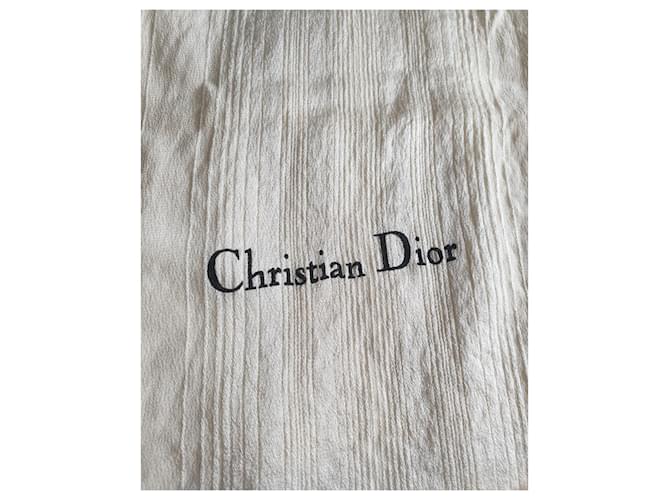 Dior weißer Seidenschal Creme - Ansicht 3
