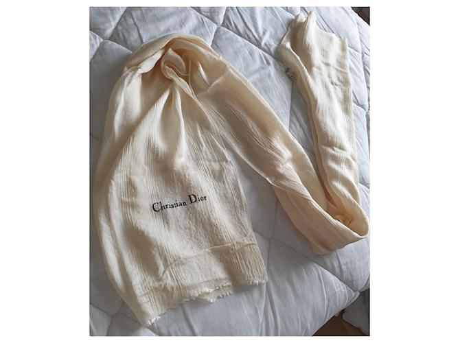 Dior weißer Seidenschal Creme - Ansicht 4