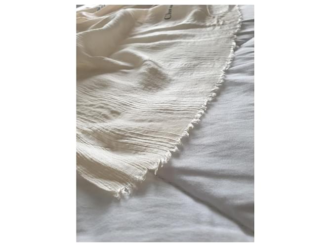 Dior weißer Seidenschal Creme - Ansicht 6