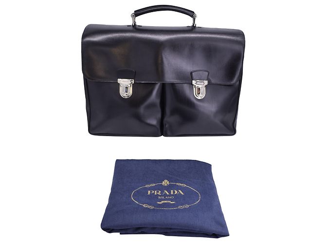 Borsa Prada Vitello Grande in Pelle Nera - vista 10