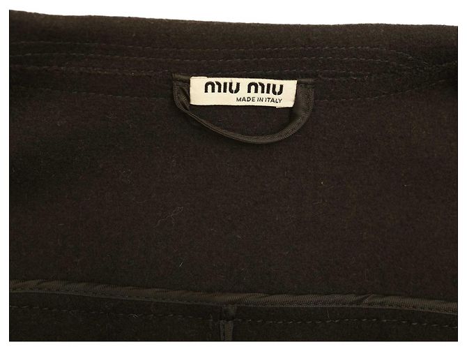Miu Miu Cappotto al ginocchio con scollo a V in lana nera e lunghezza al ginocchio 44 Nero - vista 4