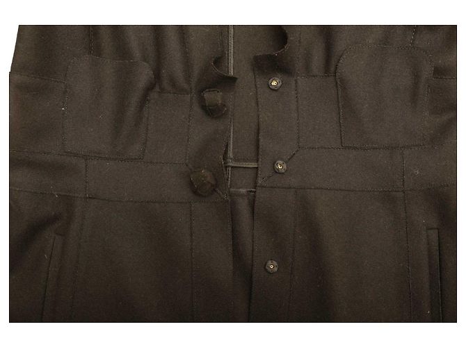Miu Miu Cappotto al ginocchio con scollo a V in lana nera e lunghezza al ginocchio 44 Nero - vista 6