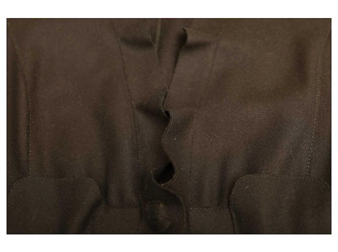 Miu Miu Cappotto al ginocchio con scollo a V in lana nera e lunghezza al ginocchio 44 Nero - vista 9