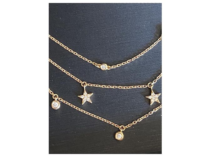 Djula Choker catene con stella triplo diamante D'oro - vista 4