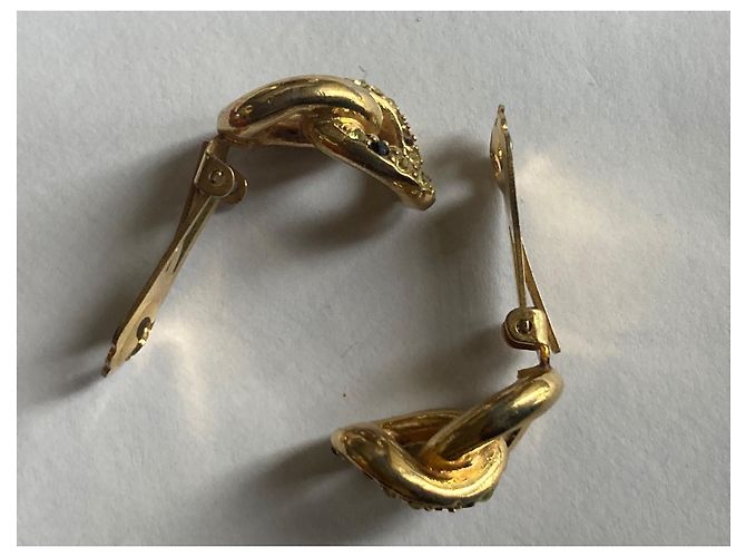 Orecchini Christian Dior in cristallo dorato Gold hardware - vista 4