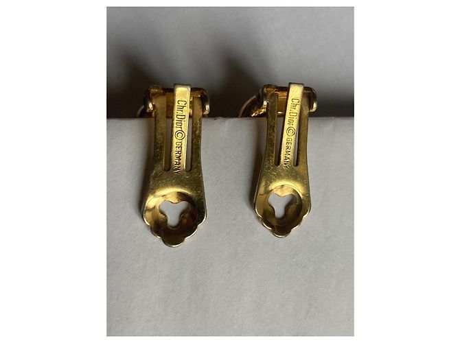 Orecchini Christian Dior in cristallo dorato Gold hardware - vista 5