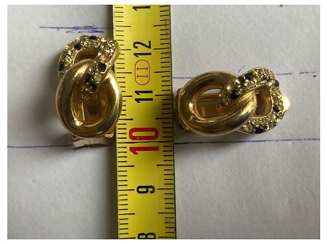 Orecchini Christian Dior in cristallo dorato Gold hardware - vista 6