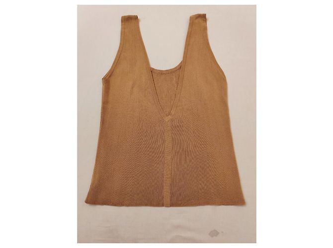 Canotta Chanel in seta beige - vista 2