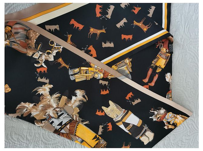 Hermès Sciarpa Hermes in maxi twilly "Kachinas" in seta Multicolore - vista 10