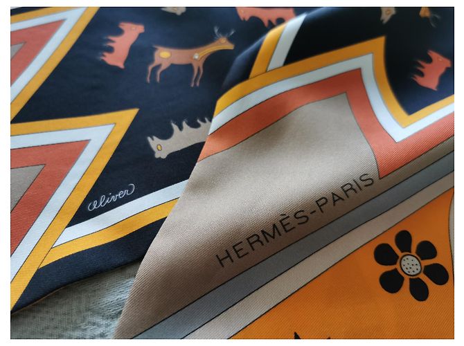 Hermès Sciarpa Hermes in maxi twilly "Kachinas" in seta Multicolore - vista 11