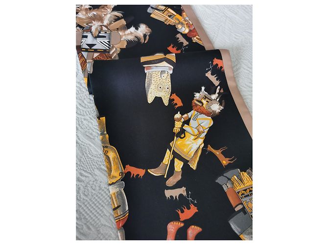 Hermès Sciarpa Hermes in maxi twilly "Kachinas" in seta Multicolore - vista 12