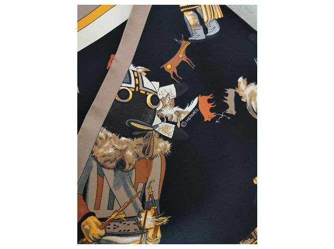 Hermès Sciarpa Hermes in maxi twilly "Kachinas" in seta Multicolore - vista 13