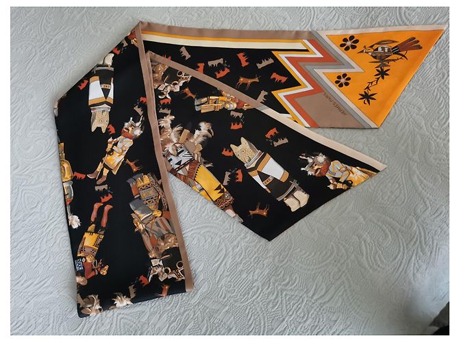 Hermès Sciarpa Hermes in maxi twilly "Kachinas" in seta Multicolore - vista 15