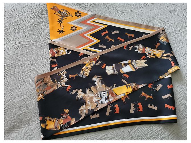 Hermès Sciarpa Hermes in maxi twilly "Kachinas" in seta Multicolore - vista 16