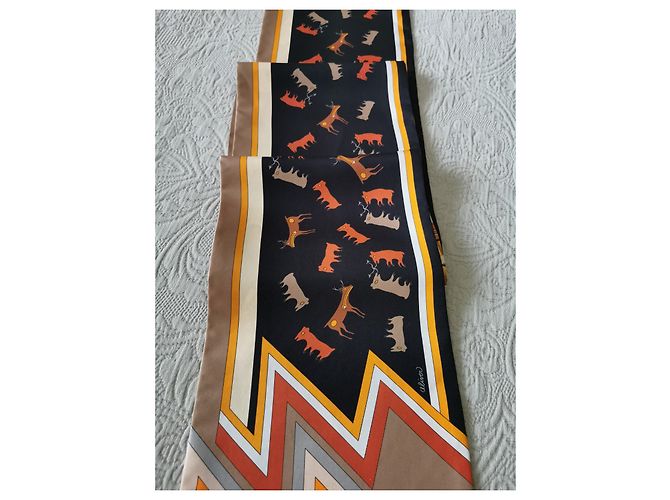 Hermès Sciarpa Hermes in maxi twilly "Kachinas" in seta Multicolore - vista 3