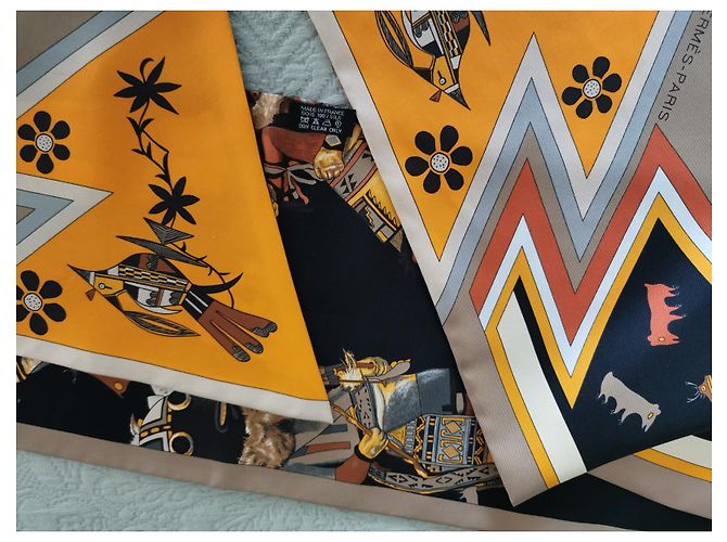 Hermès Sciarpa Hermes in maxi twilly "Kachinas" in seta Multicolore - vista 4