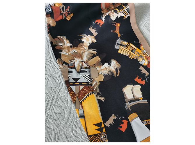 Hermès Sciarpa Hermes in maxi twilly "Kachinas" in seta Multicolore - vista 7