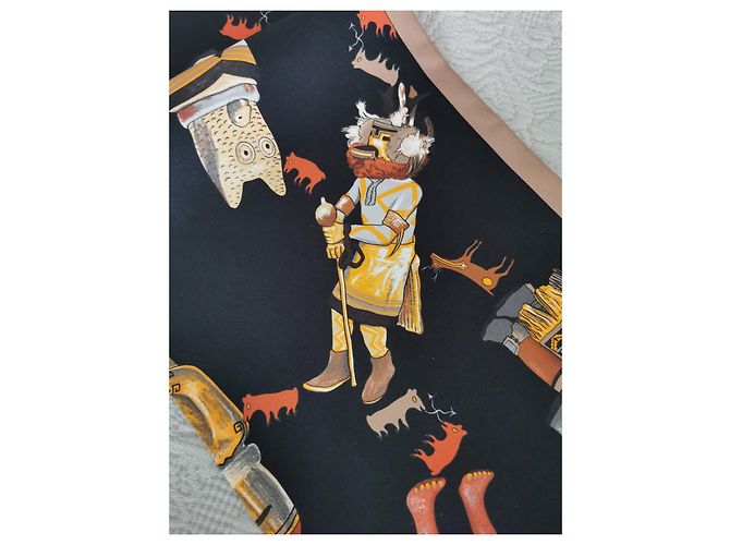 Hermès Sciarpa Hermes in maxi twilly "Kachinas" in seta Multicolore - vista 8