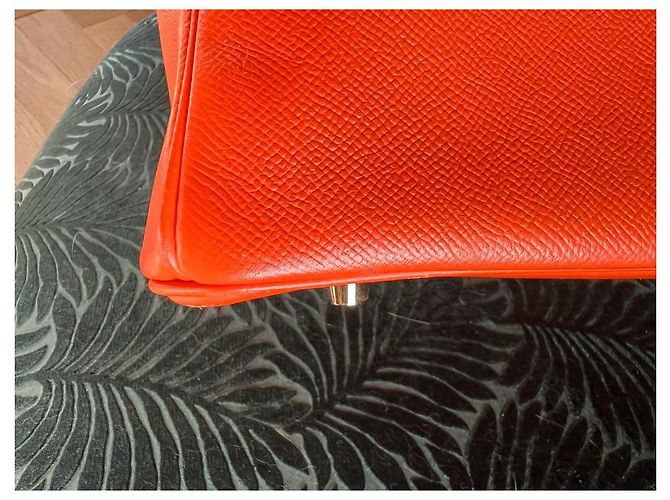 Borsa Hermès Birkin 35 arancione in pelle - vista 5