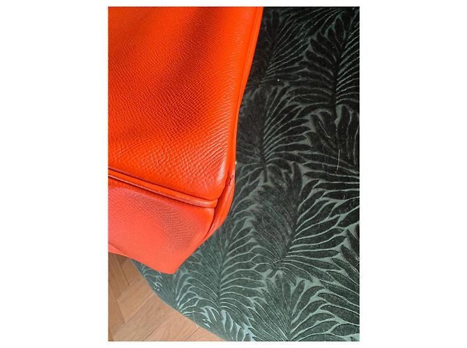 Borsa Hermès Birkin 35 arancione in pelle - vista 8