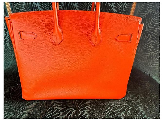Borsa Hermès Birkin 35 arancione in pelle - vista 2