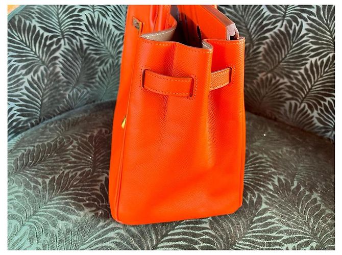 Borsa Hermès Birkin 35 arancione in pelle - vista 7