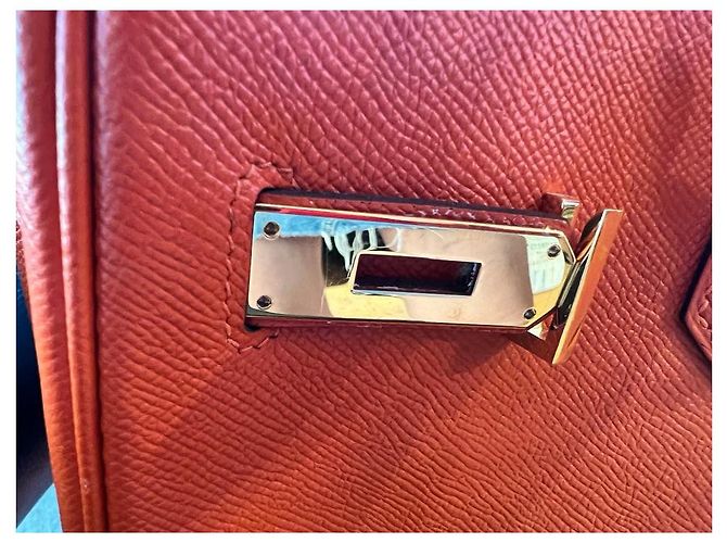 Borsa Hermès Birkin 35 arancione in pelle - vista 10