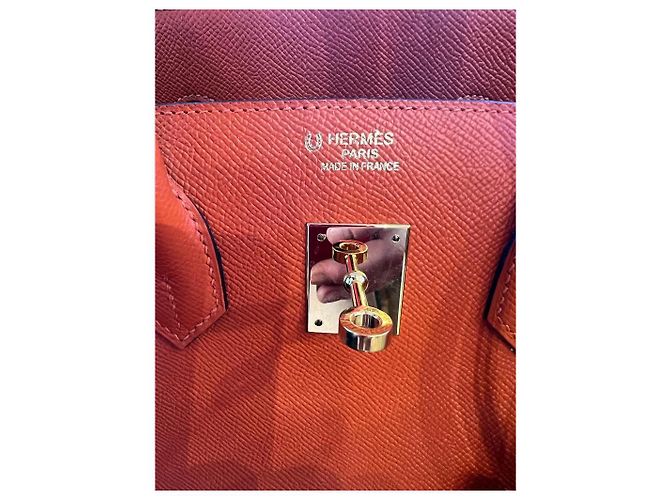 Borsa Hermès Birkin 35 arancione in pelle - vista 12