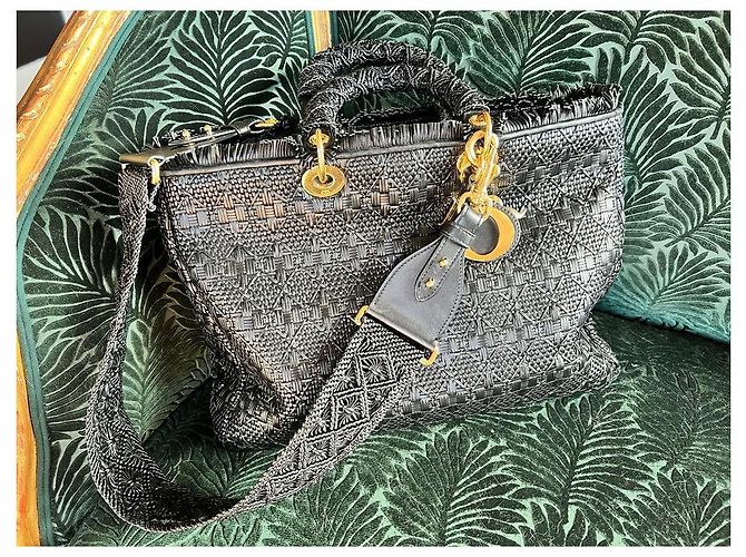 Borsa Lady Dior Dior in pelle di agnello nera intrecciata Nero - vista 2