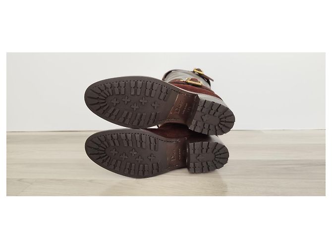 Botas Christian Dior de ante marrón Castaño - vista 10