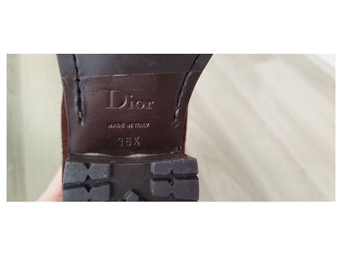 Botas Christian Dior de ante marrón Castaño - vista 11