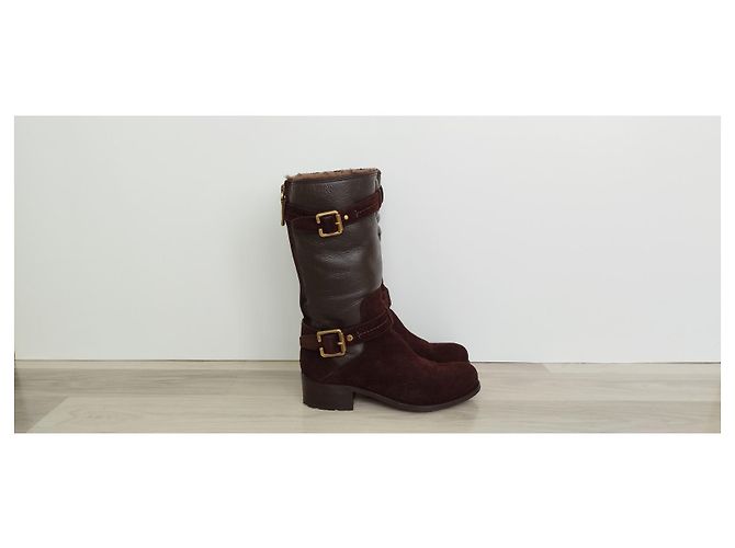 Botas Christian Dior de ante marrón Castaño - vista 2