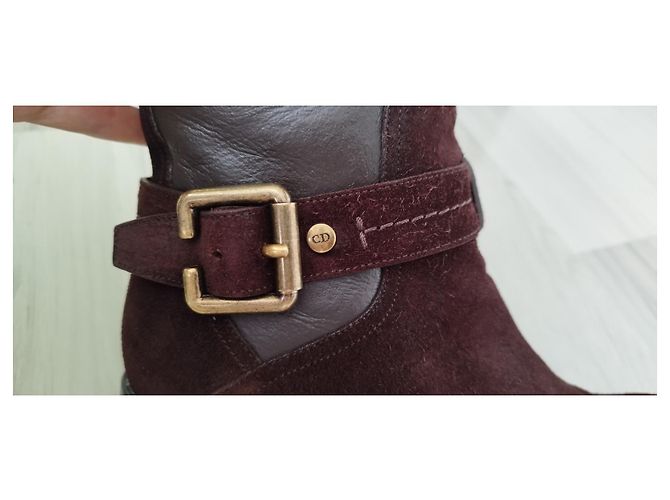 Botas Christian Dior de ante marrón Castaño - vista 7