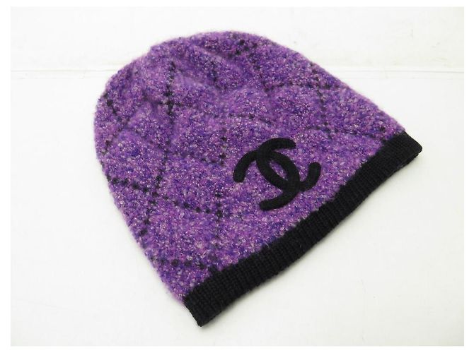 NUOVO CAPPELLO IN CASHMERE CON LOGO CHANEL CC 44SCIARPA IN CASHMERE VIOLA VIOLA CM Porpora - vista 3