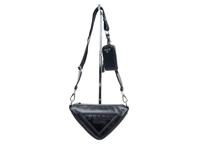NUOVA BORSA PRADA TRIANGLE BORSA MULTITASCHE 2VH155 BORSA A MANO IN PELLE NERA - vista 2