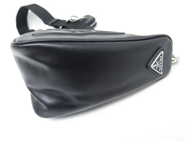 NUOVA BORSA PRADA TRIANGLE BORSA MULTITASCHE 2VH155 BORSA A MANO IN PELLE NERA - vista 7
