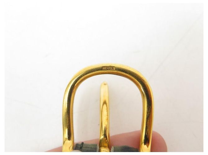 Hermès VINTAGE HERMES GÜRTEL AUS GRÜNEM STRAUSSENLEDER T 67 75 GRÜNER STRASSLEDERGÜRTEL - Ansicht 8