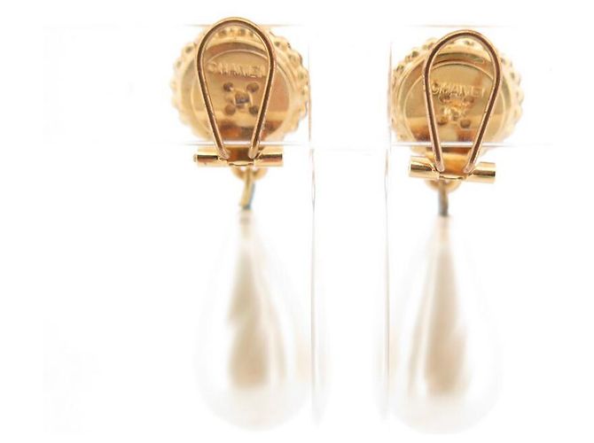 VINTAGE CHANEL CLOVER & ANHÄNGER PERLENOHRRINGE GOLDENE OHRRINGE - Ansicht 2