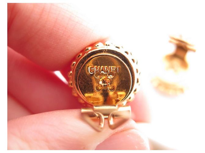 VINTAGE CHANEL CLOVER & ANHÄNGER PERLENOHRRINGE GOLDENE OHRRINGE - Ansicht 3
