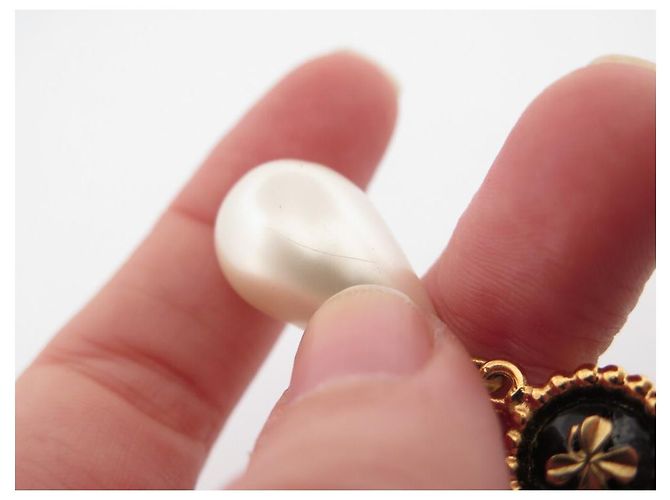 VINTAGE CHANEL CLOVER & ANHÄNGER PERLENOHRRINGE GOLDENE OHRRINGE - Ansicht 5