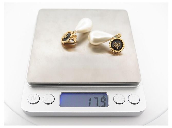 VINTAGE CHANEL CLOVER & ANHÄNGER PERLENOHRRINGE GOLDENE OHRRINGE - Ansicht 6