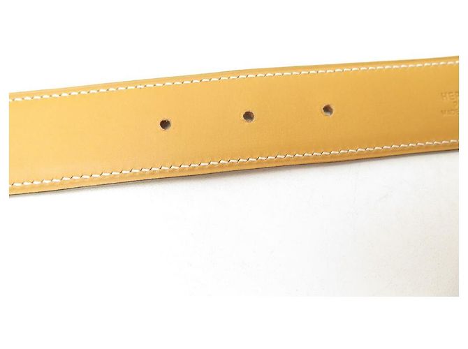 Hermès SELTENE HERMES-GÜRTELGRÖSSE 70 GOLDENER LEDERGÜRTEL MIT VIBRATO-LEDERSCHNALLE Kamel - Ansicht 6
